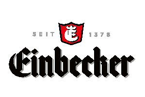 Logo der Einbecker Brauerei mit einem rot-weißen Schild, auf dem ein stilisiertes „E“ abgebildet ist, sowie dem Text „SEIT 1378“ darüber und dem Wort „Einbecker“ darunter in einer schwarzen gotischen Schriftart, die die Essenz einfängt, die in Laufen seit Jahrhunderten stark vertreten ist.